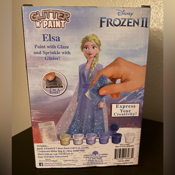 Disney Frozen II Elsa Glitter N’ Paint Coin Bank Kit DIY Paint Bank Craft Set - Picture 3 of 4